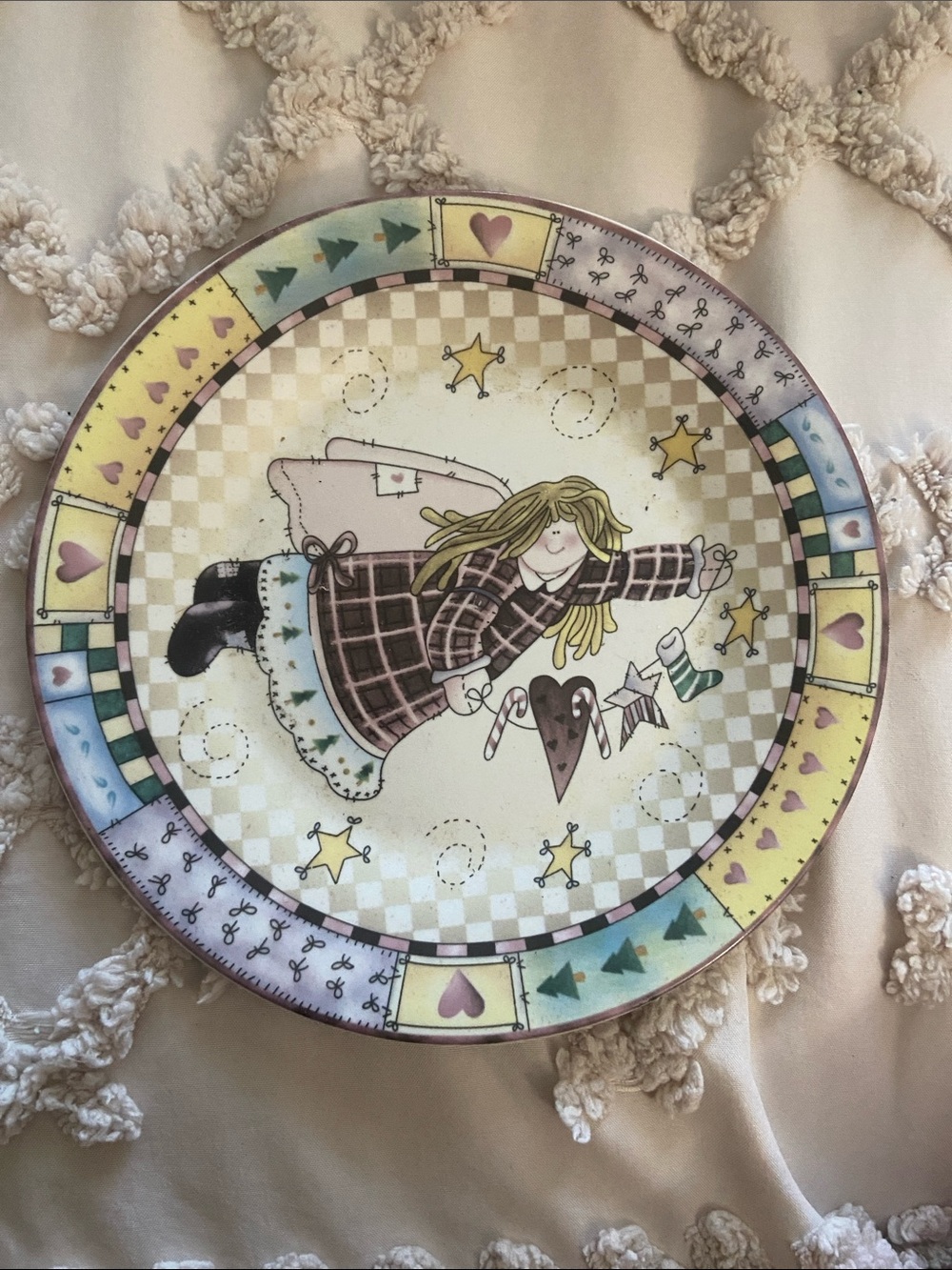Whimsical Angel Decorative Dinner Plate - Pastel Multi by Everyday Gibson